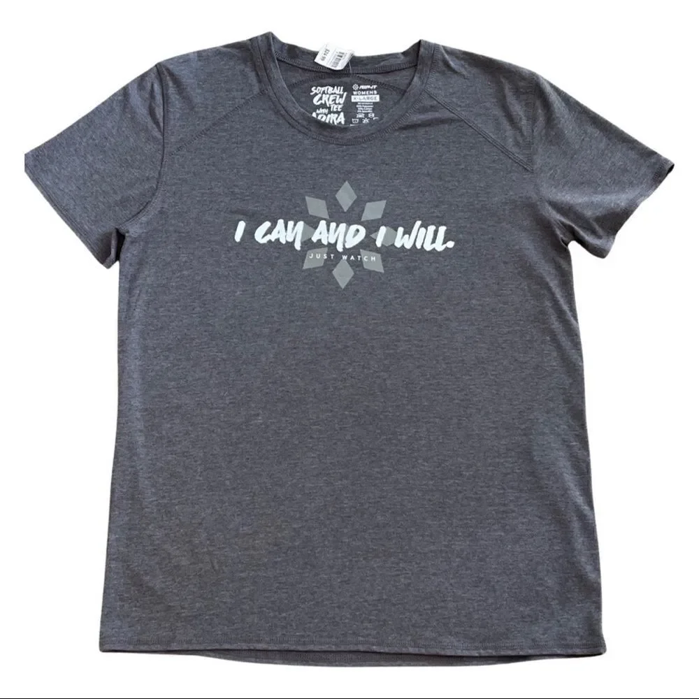 Gray “Rip It” Women's X-Large Softball T-Shirt • NWT